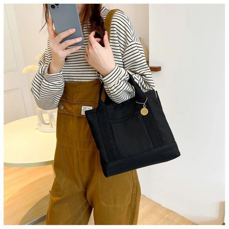 Foufurieux Canvas Lunch Bag Handbag for Women - Outdoor Tote Bag