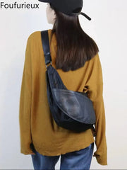 Foufurieux Women Leather Handbags Large Shoulder Bags Casual Tote Bags