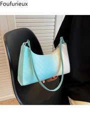Foufurieux Women Canvas Bags Shoulder Tote Checkered Vintage Shopping Handbag