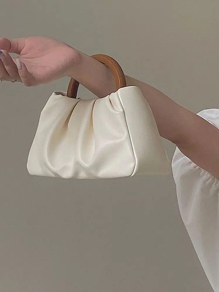 Foufurieux Women Shoulder Bag PU Leather Purse Handbag Wooden Handle Crossbody