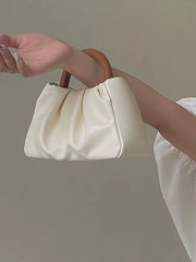 Foufurieux Women Shoulder Bag PU Leather Purse Handbag Wooden Handle Crossbody