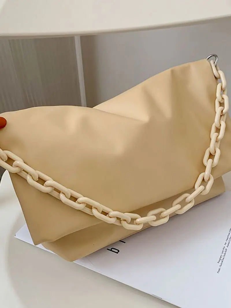 Foufurieux Women Crossbody Bag Chains Small Shoulder Bags Soft PU Leather Clutch