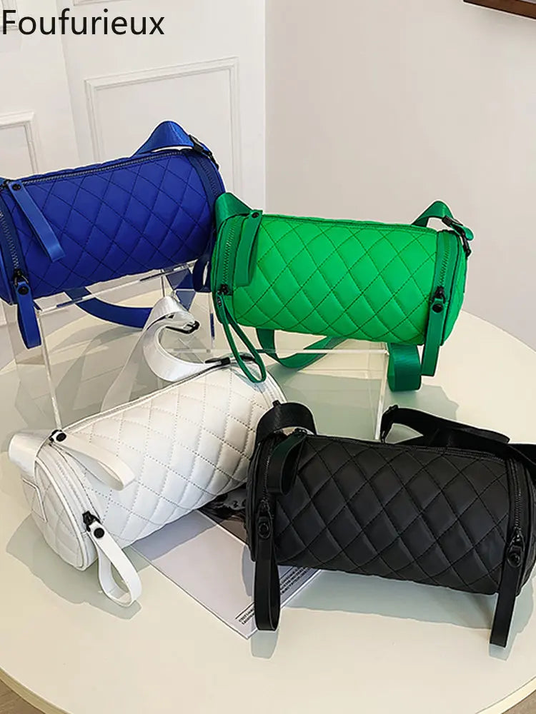 Foufurieux Women's Diagonal Bag High-grade Lingge Cylinder Pillow Bag