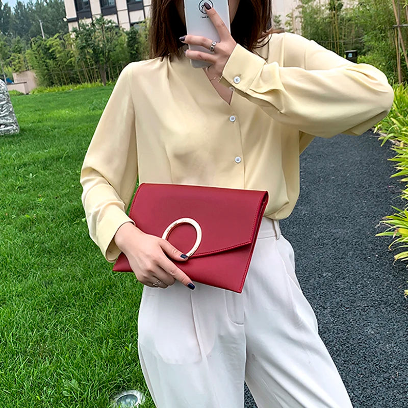 Business Women's Clutch Envelope Shoulder Bag with Chain