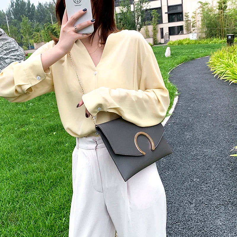 Business Women's Clutch Envelope Shoulder Bag with Chain