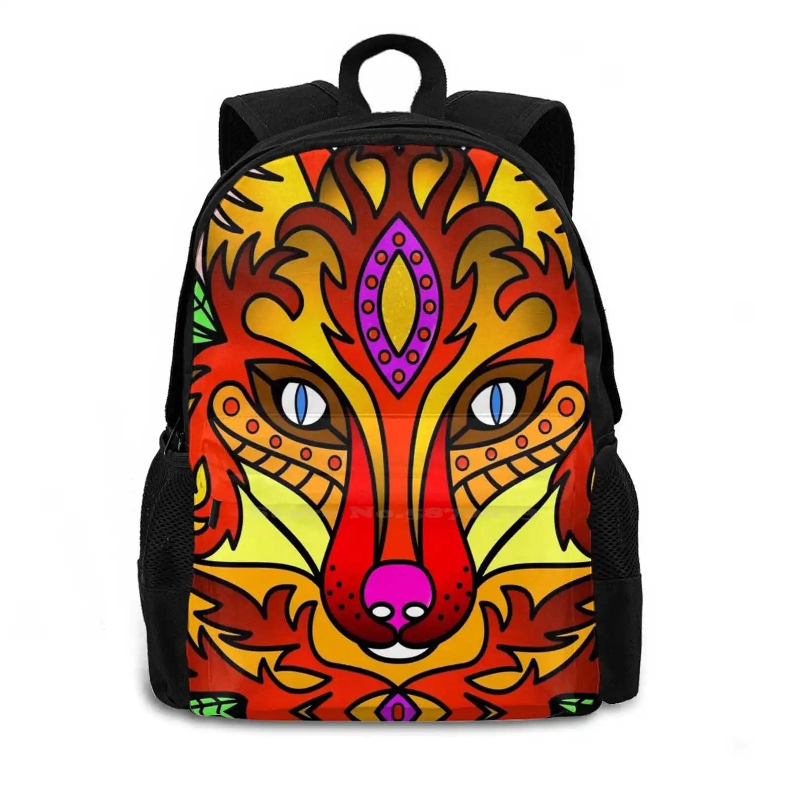 Fox Colourful Animal Head School Bag For Teenage Girls Laptop Travel Bags