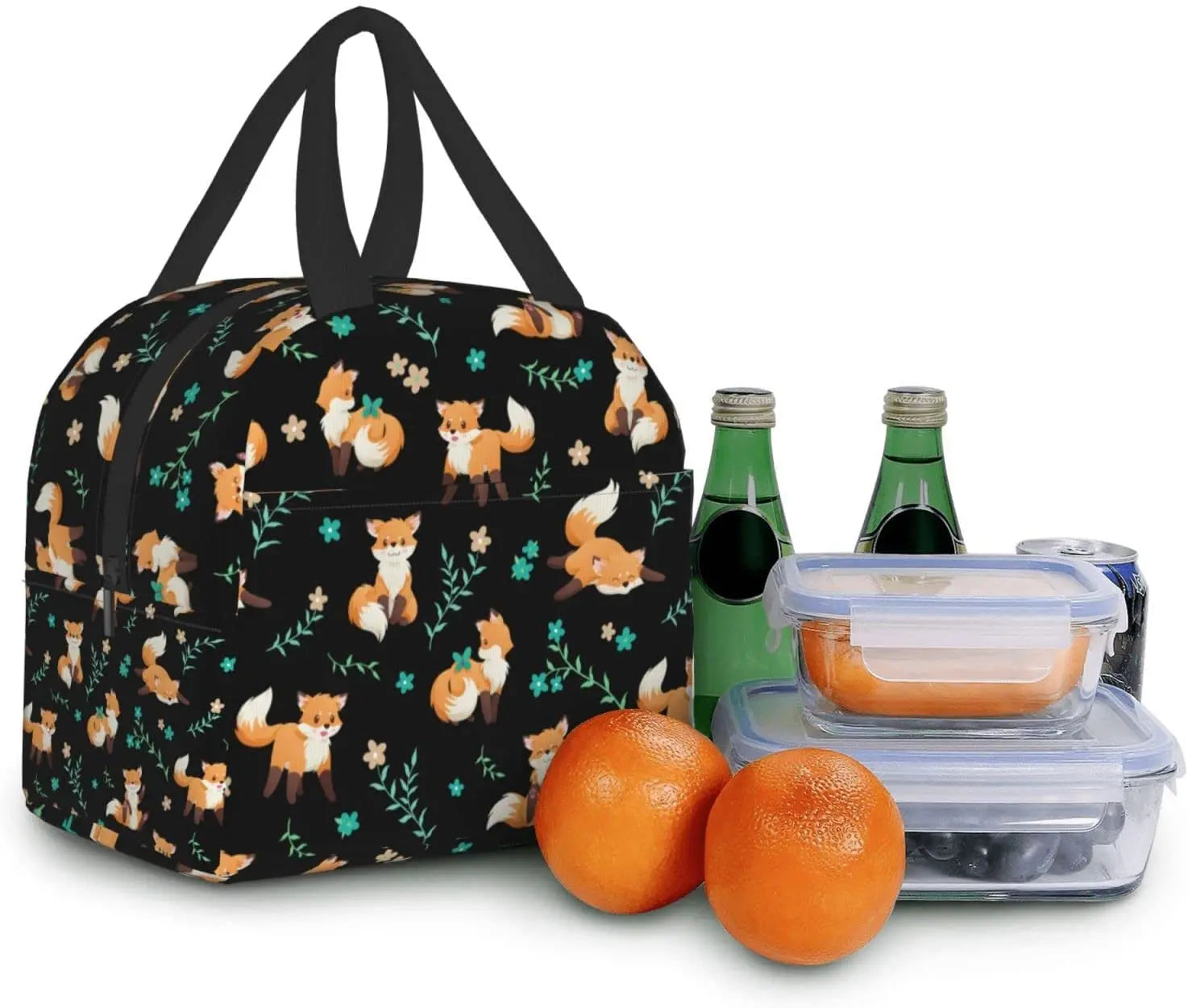 Fox Lunch Bag Insulated Washable Cooler Tote Reusable Lunch Box Office Work