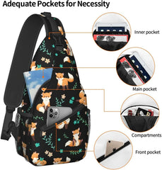 Fox Sling Bag Crossbody Backpack Lightweight Shoulder Bag