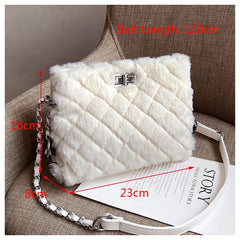 Leopard Print Fox Fur Shoulder Bag for Women Handbag