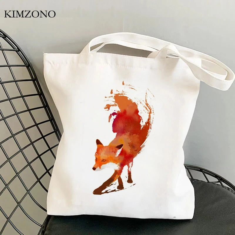 Fox Jute Shopping Bag Recycled Handbag Eco-Friendly Market Tote