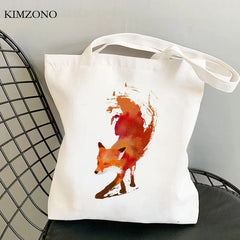 Fox Jute Shopping Bag Recycled Handbag Eco-Friendly Market Tote