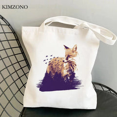 Fox Jute Shopping Bag Recycled Handbag Eco-Friendly Market Tote
