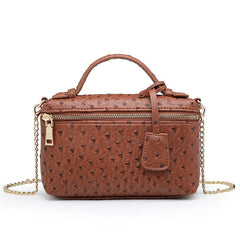 Ostrich Pattern Leather Crossbody Bag for Women Party Evening Clutch with Chain