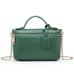 Ostrich Pattern Leather Crossbody Bag for Women Party Evening Clutch with Chain
