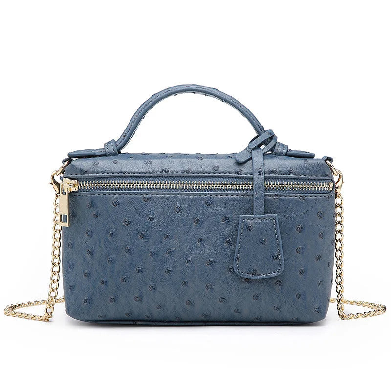 Ostrich Pattern Leather Crossbody Bag for Women Party Evening Clutch with Chain
