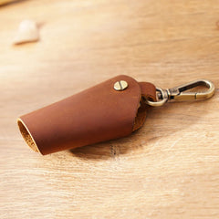 Vintage 100% Crazy Horse Leather Key Wallet for Men Women