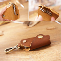 Vintage 100% Crazy Horse Leather Key Wallet for Men Women