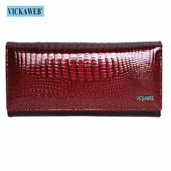 Leather Women's Wallets Long Double Zipper Clutch Money Bag Purse