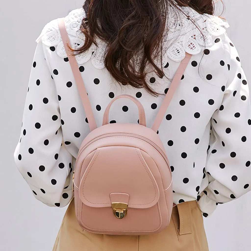 Girl Headphone Hole Backpack Student Shoulder Bags Mobile Phone Purse