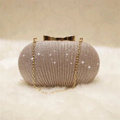 Golden Evening Clutch Bag Bridal Metal Bow Clutches Bag