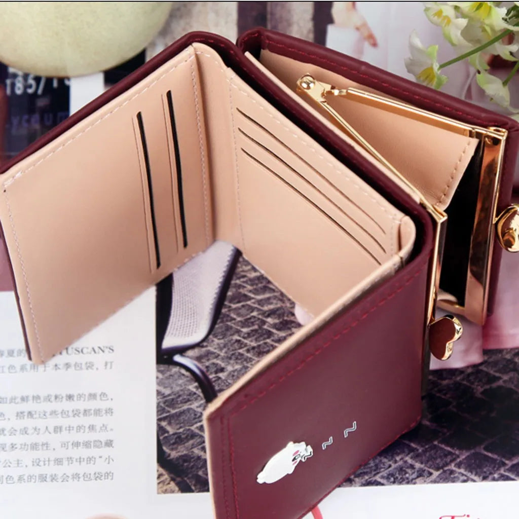 Women Short Three Fold Candy Purse Card Holder Bag Wallet