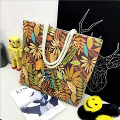 Canvas Striped Shoulder Tote Beach Bag for Women - Colored Stripes