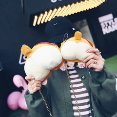 Harajuku Corgi Butt 3D Crossbody Bag Plush Shoulder Christmas Gift