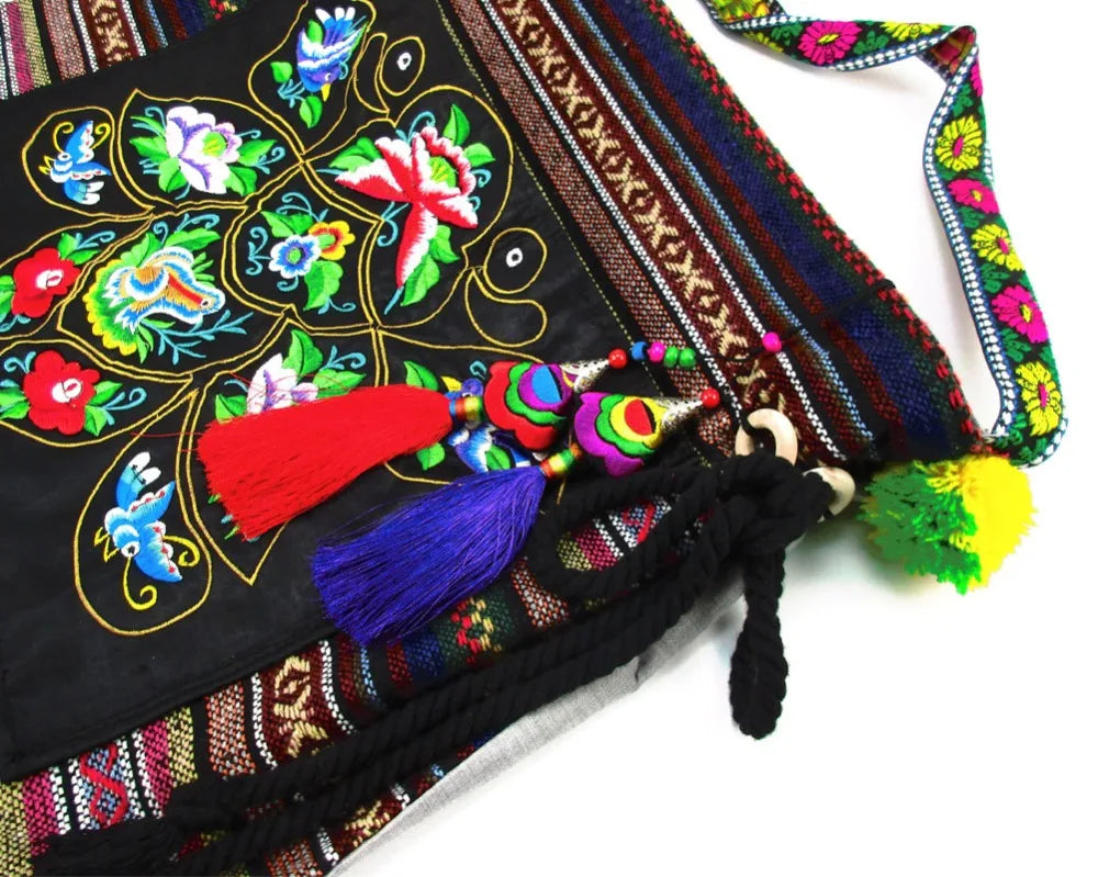 Vintage Ethnic Shoulder Hobo Hippie Floral Purse Bag