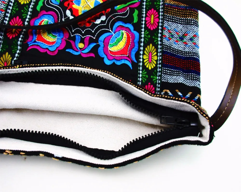 Vintage Hmong Tribal Ethnic Thai Boho Crossbody Bag Embroidery Tapestry