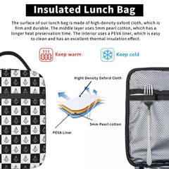 Freemason Checkered Pattern Insulated Lunch Bag - Masonic Cooler Thermal Lunch T