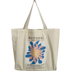 French Arts Female Canvas Shoulder Bag Matisse Flower Print Handbag