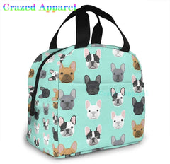French Bulldog Insulated Lunch Bag Portable Thermal Cooler Box Reusable