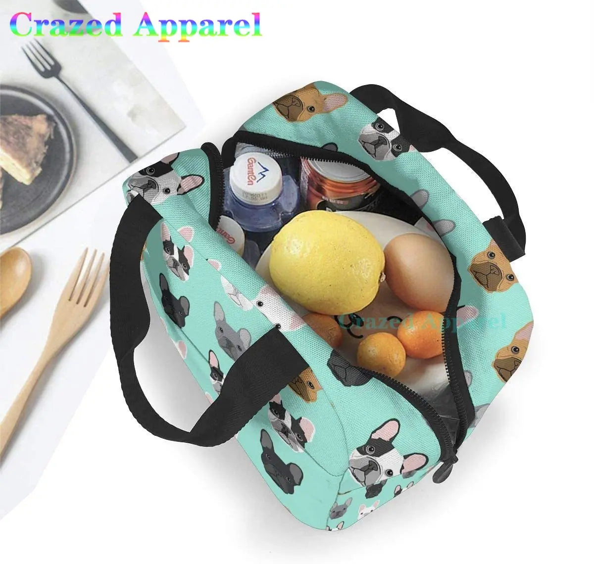 French Bulldog Insulated Lunch Bag Portable Thermal Cooler Box Reusable