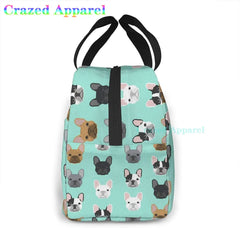 French Bulldog Insulated Lunch Bag Portable Thermal Cooler Box Reusable