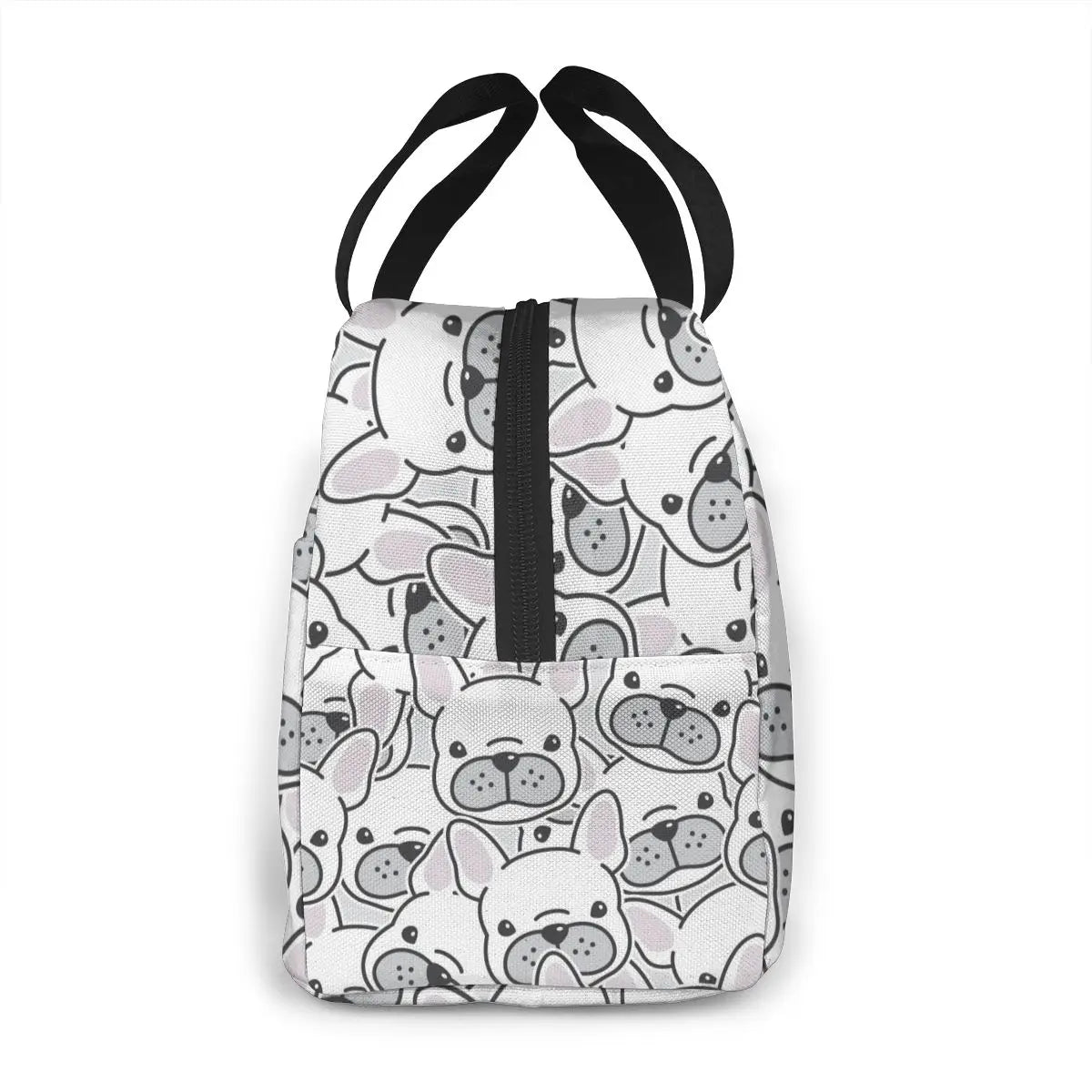 French Bulldog Puppy Face Dog Head Pattern Cooler Bag Zipper Thermal Lunch Box