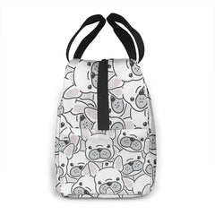 French Bulldog Puppy Face Dog Head Pattern Cooler Bag Zipper Thermal Lunch Box