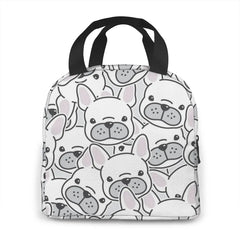 French Bulldog Puppy Face Dog Head Pattern Cooler Bag Zipper Thermal Lunch Box