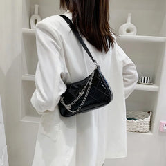 French Casual Armpit Bag Women's High Leather Checker Baguette Bag