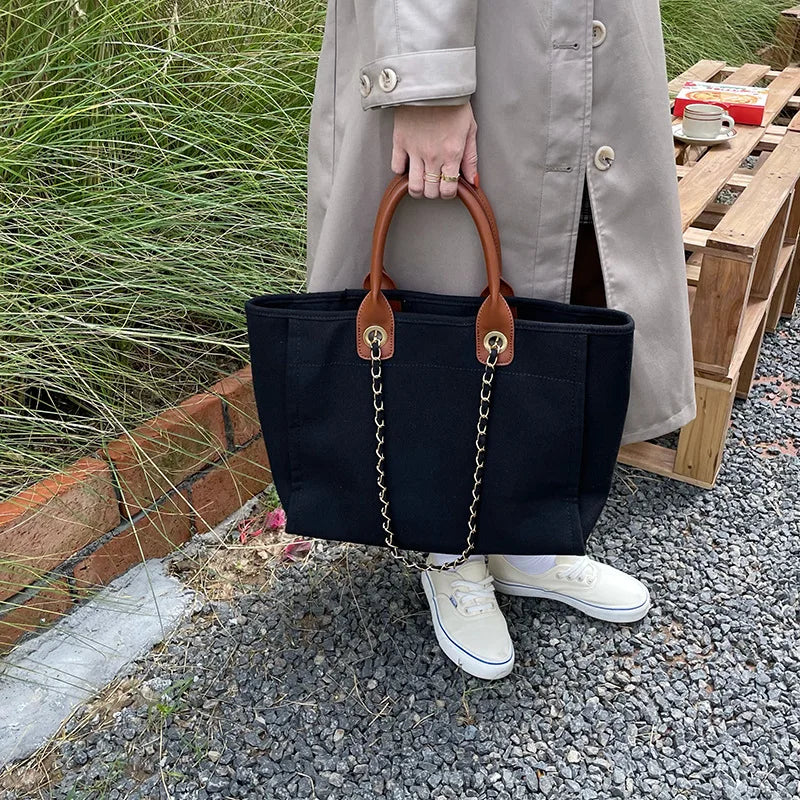 French Designe Tote Bag Canvas Handbags For Women Large Shoulder Bags