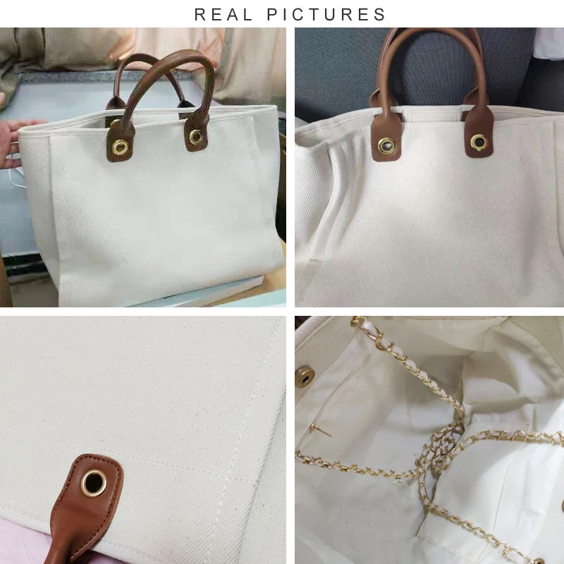 French Designe Tote Bag Canvas Handbags For Women Large Shoulder Bags