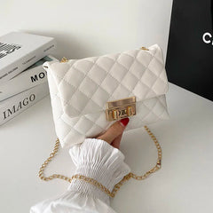 French Niche Women Contrast Messenger Bag Lock Square Bag