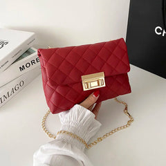 French Niche Women Contrast Messenger Bag Lock Square Bag