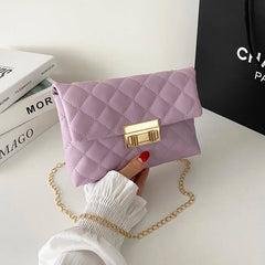 French Niche Women Contrast Messenger Bag Lock Square Bag