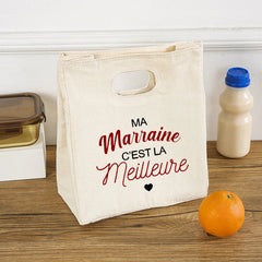 French Printed Pattern Cooler Lunch Bags Portable Insulated Canvas