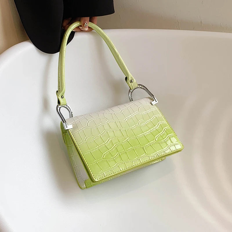 French Stone Pattern Shoulder Bag Summer Women Gradient Underarm Bags