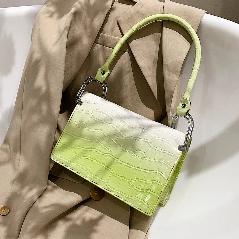 French Stone Pattern Shoulder Bag Summer Women Gradient Underarm Bags