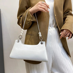 French Stone Pattern Underarm Bag Beading Chain Shoulder Bags