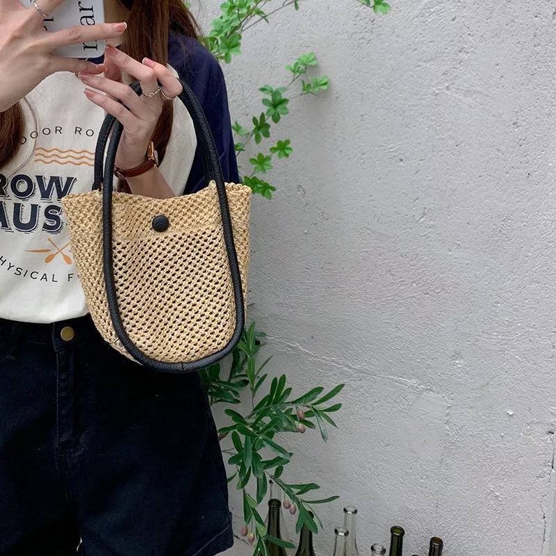 French Straw Woven Bag Women's Summer Shoulder Messenger Handbag