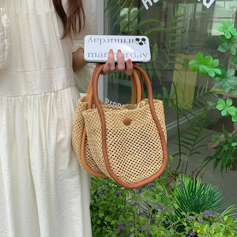 French Straw Woven Bag Women's Summer Shoulder Messenger Handbag