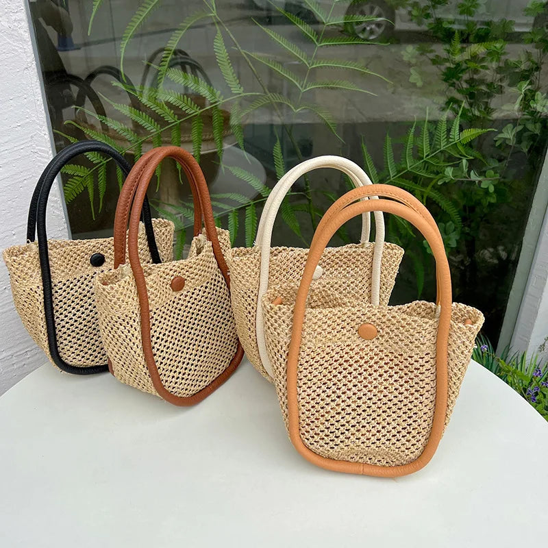 French Straw Woven Bag Women's Summer Shoulder Messenger Handbag
